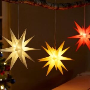 Star-Max LED kunststof kerstster 35 cm rood