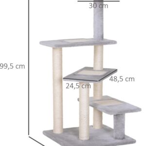PawHut 5-laags kattenklim- en krabboom met sisal - beige