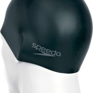 Speedo Plain Moulded Silicone Cap Zwart Unisex Badmuts - Maat One size