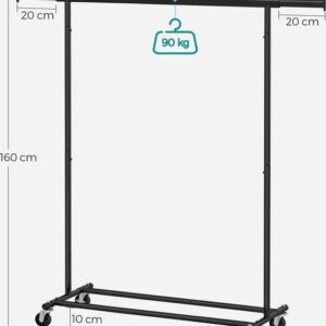 kledingrek 132 x 45 x 160 cm zwart