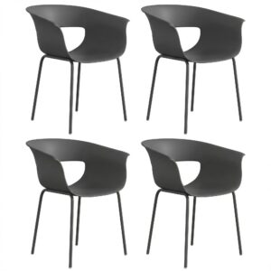 Outsunny 4-delige ergonomische tuinstoelen met armleuning 120 kg donkergrijs