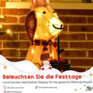 Outsunny Verlichte Kerstdecoratie van Staal en Polyester, 64x20x70 cm, Geel