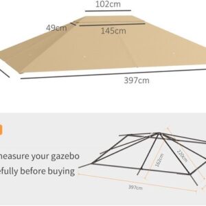 Outsunny vervangend dak voor pavilion - polyester - khaki