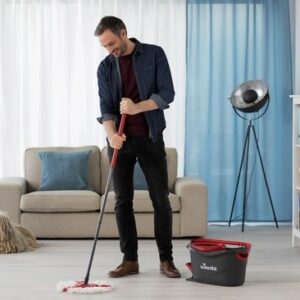 Vileda Turbo Dweilsysteem met 2 Mopkoppen en Emmer met Pedaalpers - Inclusief 2 Microvezelmoppen