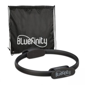 Bluefinity Pilatesring zwart, dubbele handgrepen, met oefeningen, Ø 37cm