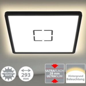 Briloner Leuchten FREE - LED plafondlamp met achtergrondverlichting - 18 W - vierkant - wit-zwart