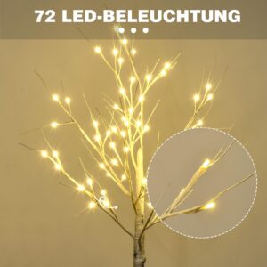 HOMCOM 120 cm kunstberken kerstboom met LED, decoratie voor bruiloft en feest