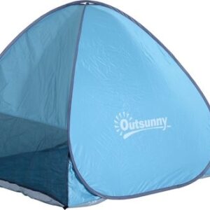 Outsunny Strandmuschel van polyester, stalen draad - 200L x 150B x 119H cm - Blauw