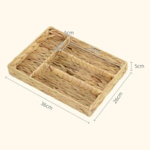 HOMCOM Opbergmand Waterhyacint, Metaal - 36L x 26B x 5H cm - Natuurlijk Hout