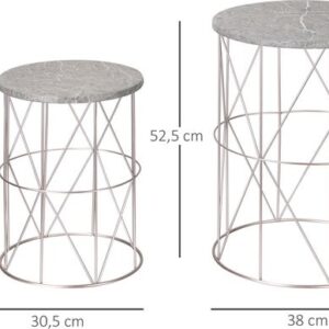 Outsunny tuintafel - set van 2 tafel - Ø38 x 52,5H cm - metaal - goud