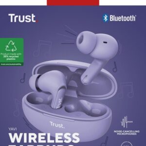 Trust Yavi Bluetooth Earbuds - Volledig Draadloze Oordopjes met Noise-Cancelling Microfoons - Paars