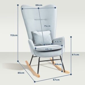 HOMCOM - Schommelstoel met Kussen - Antislip - Brede Armleuningen