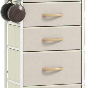 HOMCOM Stoffen Ladekast - Vliesstof, Staal - 86L x 30B x 94,5H cm - Beige