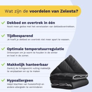 Zelesta Royalbed Black 140x200cm - Dekbed zonder overtrek- Wasbaar hoesloos