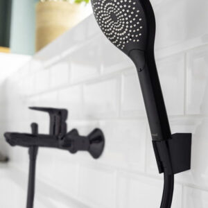 WENKO Handdouche WaterSaving - ø95mm - 1 straalsoort - Mat zwart - Douchekop - Waterbesparend