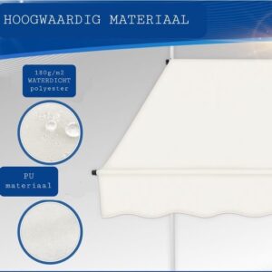Tillvex Balkonluifel 250 cm beige met handslinger, zonder boren, UV-bestendig en verstelbaar