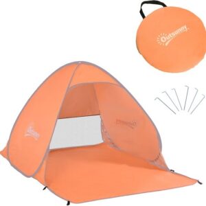 Outsunny Strandtent Polyester, Staaldraden 200L x 150B x 119H cm Oranje