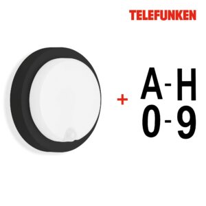 TELEFUNKEN - Huisnummers en brievenbusletters A-H, cijfers 0-9, zwart, zelfklevend, weerbestendig