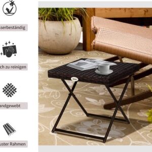 Outsunny Bijzettafel van staal en polyrattan - 40x40x40 cm - Grijs