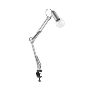 Klemlamp met staallook E27, flexibel te plaatsen