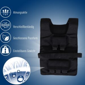 HOMCOM 20 kg gewichtsvest voor krachttraining - zwart Oxford ijzer
