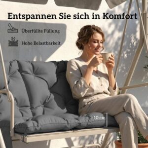 Outsunny Buiten zitkussen - Polyester, PP-katoen - 150L x 100B x 10H cm - Donkergrijs
