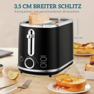 HOMCOM Waterkoker en Broodrooster Set 1,7L RVS met 6 Bruiningsniveaus en LED Display