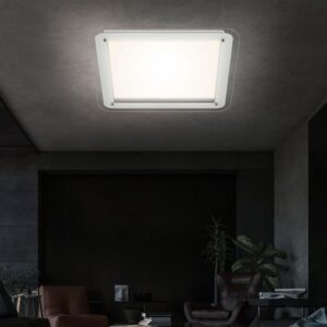Witte plafondlamp met hoekige achtergrondverlichting, 1x LED 22W 900Lm 4000K, 52x2cm