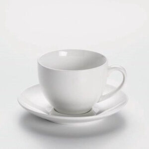 Maxwell & Williams White Basics Round Thee Kop- en Schotel - 245 ml - 15x15x7,5cm Set van 4 stuks