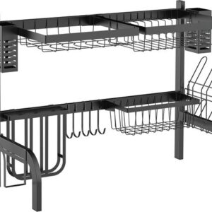 HOMCOM Afwasrek van staal - 81,5L x 31,5B x 53,5H cm - Zwart