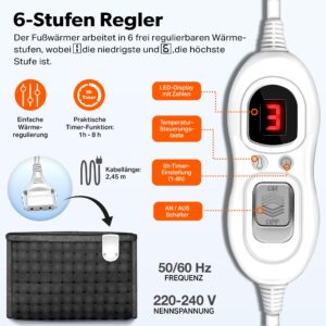 Sinnlein Elektrische Voetenwarmer met 6 Temperatuurstanden en Timer (Antraciet)