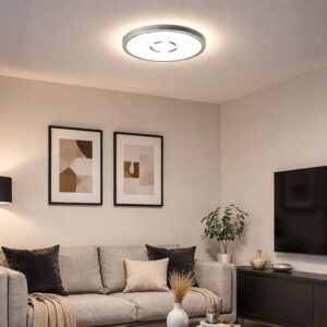 Ronde LED plafondlamp met achtergrondverlichting, 12W, 1400lm, zilver, 19x2,8 cm