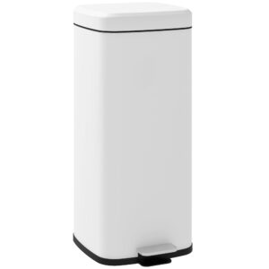 HOMCOM 30L Pedaalemmer van roestvrij staal met softclose, compact en uitneembare binnenemmer, wit