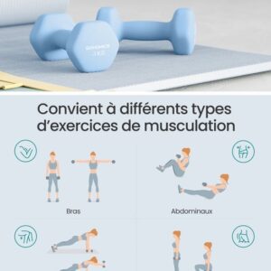 SONGMICS SYL906QZ01 - Set van 2 hexagonale vinyl dumbbells van 3 kg voor thuis en sportschool