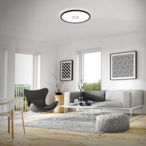 Briloner Leuchten - LED-plafondlamp met achtergrondverlichting, 22 W, rond, Ø 42 cm, wit-zwart