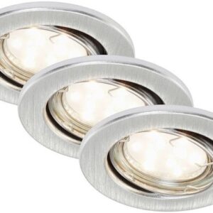 BRILONER LED Inbouwspot set 7225 Ø 86 mm aluminium, 3 stuks