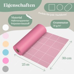 KESSER® Vlies tafelloper modern 30 cm x 25 m | tafeldecoratie voor bruiloften, verjaardagen, doopfee