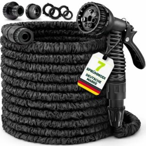 TRESKO® flexibele tuinslang 7,5 m in zwart, verkrijgbaar in verschillende maten