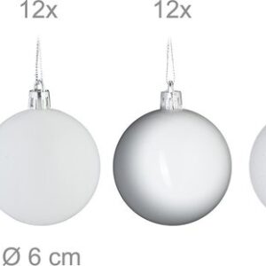 Set van 30 onbreekbare kerstballen - plastic - Ø 6 cm - wit