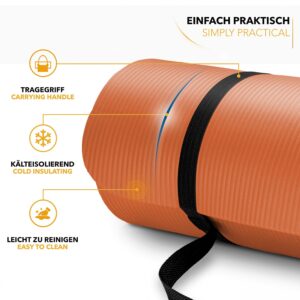 TRESKO® fitnessmat yogamat pilatesmat 185 x 60 cm, oranje, 1 cm dik, ftalaatvrij