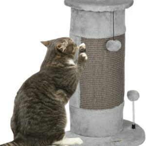 PawHut kattenkrabpaal - spaanplaat - 34x25,5x58 cm - grijs