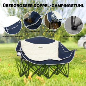 Outsunny Campingstoel - Metaal, Oxford-stof - 134L x 50B x 92H cm - Blauw