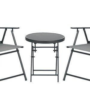 Outsunny Bistroset voor buiten Metaal, gaasstof 53,5L x 64B x 93H cm Lichtgrijs
