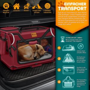 TRESKO® Opvouwbare hondenbox XL Rood met likmat en spatel, 83 x 58 x 58 cm, voor honden en katten