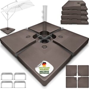 tillvex® parasolstandaard Kunststof 51x51x12cm 90l Bruin