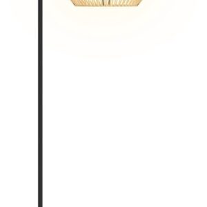 Outsunny Rieten Lamp Staal, PE-rattan 44L x 32B x 178H cm Geel