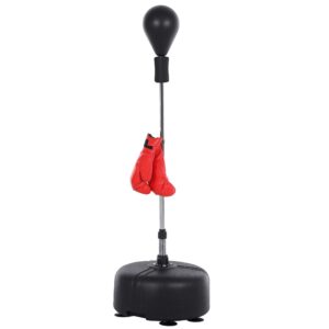HOMCOM Boksbalset met verstelbare staande bokszak en rode handschoenen, ø 48 x 136-154 cm