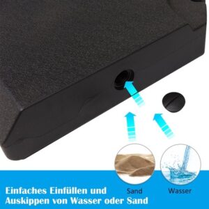 Outsunny 4-delig Schermgewicht voor Zonnescherm 80 kg water of 120 kg zand zwart