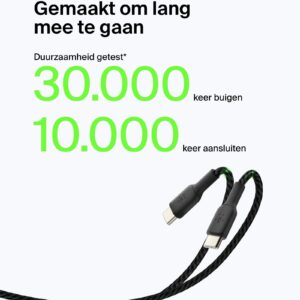Belkin BoostCharge gevlochten USB-C-kabel, USB-C/USB-A kabel, USB Type-C-kabel, oplader kabel voor i
