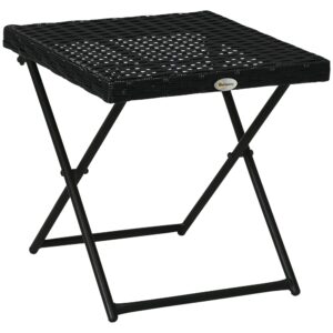 Outsunny Opvouwbare rotan bistrotafel 40 x 40 cm zwart voor terras en balkon